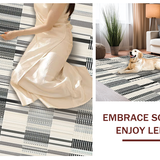 Ultra Soft Area Rug, Non Slip, Stain Resistant, Washable Area Rugs for Living Room, Bedroom, Chic Entry Stripe Rug with Modern Bold Linework and Timeless Contrast Pattern(Beige)