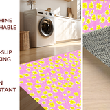 Ultra Soft Area Rug, Non Slip, Stain Resistant, Washable Area Rugs for Living Room, Bedroom, Bright Floral Patterned Elegance(Pink)