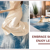 Ultra Soft Area Rug, Non Slip, Stain Resistant, Washable Area Rugs for Living Room, Bedroom, Tropical Inspired Botanical Motif(Blue)
