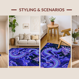 Ultra Soft Area Rug, Non Slip, Stain Resistant, Washable Area Rugs for Living Room, Bedroom, Modern Artistic Dragon Illustration(Blue)