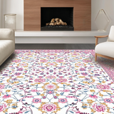 Ultra Soft Area Rug, Non Slip, Stain Resistant, Washable Area Rugs for Living Room, Bedroom, Timeless Classic Floral Elements(White)
