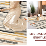 Ultra Soft Area Rug, Non Slip, Stain Resistant, Washable Area Rugs for Living Room, Bedroom, Monochrome Stripe Woven Rug, Modern Patio Carpet Door Mat Decor(Gray)
