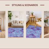 Ultra Soft Area Rug, Non Slip, Stain Resistant, Washable Area Rugs for Living Room, Bedroom, Elegant Violet Tiled Pattern(Blue)
