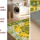 Ultra Soft Area Rug, Non Slip, Stain Resistant, Washable Area Rugs for Living Room, Bedroom, Vivid Tropical Botanical Motif(Yellow)