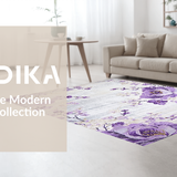 Ultra Soft Area Rug, Non Slip, Stain Resistant, Washable Area Rugs for Living Room, Bedroom, Vibrant Cozy Garden Inspired Design(Purple)