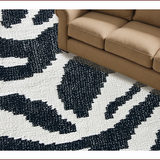 Ultra Soft Area Rug, Non Slip, Stain Resistant, Washable Area Rugs for Living Room, Bedroom, Boho Zebra Kitchen Rug for High Traffic Areas(Black)