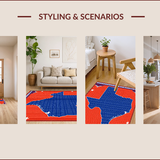 Ultra Soft Area Rug, Non Slip, Stain Resistant, Washable Area Rugs for Living Room, Bedroom, Rustic Multi-Color State Silhouette(Red)