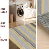 Ultra Soft Area Rug, Non Slip, Stain Resistant, Washable Area Rugs for Living Room, Bedroom, Elegant Striped Contemporary Aesthetic(Gold)