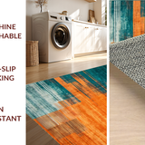 Ultra Soft Area Rug, Non Slip, Stain Resistant, Washable Area Rugs for Living Room, Bedroom, Chic Abstract Expressionist Style(Orange)