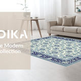 Ultra Soft Area Rug, Non Slip, Stain Resistant, Washable Area Rugs for Living Room, Bedroom, Tranquil Light Grey Botanical Design(White)
