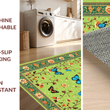 Ultra Soft Area Rug, Non Slip, Stain Resistant, Washable Area Rugs for Living Room, Bedroom, Charming Retro Insect Pattern(Green)