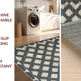 Ultra Soft Area Rug, Non Slip, Stain Resistant, Washable Area Rugs for Living Room, Bedroom, Dynamic Tribal Geometric Composition(Black)