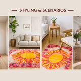 Ultra Soft Area Rug, Non Slip, Stain Resistant, Washable Area Rugs for Living Room, Bedroom, Joyful Bright Orange Patterned Accent(Orange)