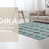 Ultra Soft Area Rug, Non Slip, Stain Resistant, Washable Area Rugs for Living Room, Bedroom, Modern Geometric Rug: Diamond & Stripe Fusion for a Stylish Hallway(Blue)
