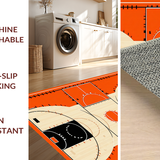 Ultra Soft Area Rug, Non Slip, Stain Resistant, Washable Area Rugs for Living Room, Bedroom, Dynamic Circular Sports Aesthetic(Orange)