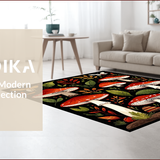 Ultra Soft Area Rug, Non Slip, Stain Resistant, Washable Area Rugs for Living Room, Bedroom, Stylish Black Nature Theme(Red)