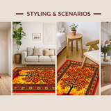 Ultra Soft Area Rug, Non Slip, Stain Resistant, Washable Area Rugs for Living Room, Bedroom, Dynamic Abstract Floral Elements(Red)