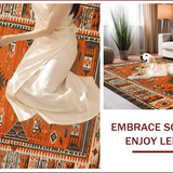 Ultra Soft Area Rug, Non Slip, Stain Resistant, Washable Area Rugs for Living Room, Bedroom, Distressed Tribal Geometric Elegance(Orange)