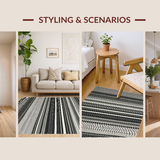 Ultra Soft Area Rug, Non Slip, Stain Resistant, Washable Area Rugs for Living Room, Bedroom, KaHouen Monochrome Striped Carpet(Black)