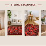 Ultra Soft Area Rug, Non Slip, Stain Resistant, Washable Area Rugs for Living Room, Bedroom, Western Cat Design Plush(Red)