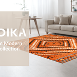 Ultra Soft Area Rug, Non Slip, Stain Resistant, Washable Area Rugs for Living Room, Bedroom, Contemporary Warm Geometric Fusion(Orange)