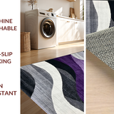 Ultra Soft Area Rug, Non Slip, Stain Resistant, Washable Area Rugs for Living Room, Bedroom, Minimalist Elegant Lattice Composition(Purple)