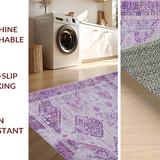 Ultra Soft Area Rug, Non Slip, Stain Resistant, Washable Area Rugs for Living Room, Bedroom, Stylish Curved Linear Motif(Purple)