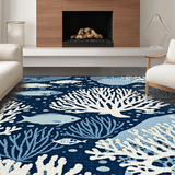 Ultra Soft Area Rug, Non Slip, Stain Resistant, Washable Area Rugs for Living Room, Bedroom, Lively Nautical Medallion Theme(Blue)
