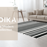 Ultra Soft Area Rug, Non Slip, Stain Resistant, Washable Area Rugs for Living Room, Bedroom, Washable Braided Area Rug Black White Striped Design Patio Mat(Black)