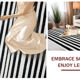 Ultra Soft Area Rug, Non Slip, Stain Resistant, Washable Area Rugs for Living Room, Bedroom, Bold Stripe Area Rug, Contrasting Hues(Black)
