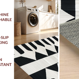 Ultra Soft Area Rug, Non Slip, Stain Resistant, Washable Area Rugs for Living Room, Bedroom, Black White Stripe Outdoor Rug(Black)