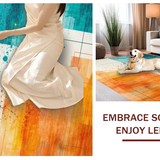 Ultra Soft Area Rug, Non Slip, Stain Resistant, Washable Area Rugs for Living Room, Bedroom, Eclectic Aqua and Coral Pattern(Orange)
