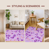 Ultra Soft Area Rug, Non Slip, Stain Resistant, Washable Area Rugs for Living Room, Bedroom, Delicate Circular Nature Theme(Purple)