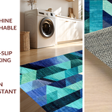 Ultra Soft Area Rug, Non Slip, Stain Resistant, Washable Area Rugs for Living Room, Bedroom, Modern Abstract Teal Rug: Geometric Ombre Carpet Design(Blue)