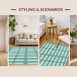 Ultra Soft Area Rug, Non Slip, Stain Resistant, Washable Area Rugs for Living Room, Bedroom, Vibrant Peacock Blue Motif(Blue)
