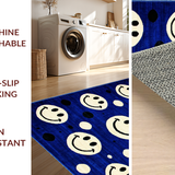 Ultra Soft Area Rug, Non Slip, Stain Resistant, Washable Area Rugs for Living Room, Bedroom, Vibrant Round Funky Art(Blue)