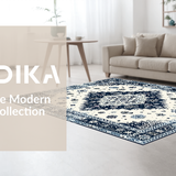 Ultra Soft Area Rug, Non Slip, Stain Resistant, Washable Area Rugs for Living Room, Bedroom, Trendy Distressed Ogee Style(White)