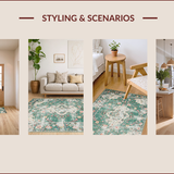 Ultra Soft Area Rug, Non Slip, Stain Resistant, Washable Area Rugs for Living Room, Bedroom, Vintage Inspired Green Aesthetic(Green)