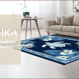 Ultra Soft Area Rug, Non Slip, Stain Resistant, Washable Area Rugs for Living Room, Bedroom, Contemporary Multicolor Coastal Motif(Blue)