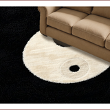 Ultra Soft Area Rug, Non Slip, Stain Resistant, Washable Area Rugs for Living Room, Bedroom, Yin Yang Velvet Bathroom Meditation Rug Non Slip(Black)