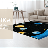 Ultra Soft Area Rug, Non Slip, Stain Resistant, Washable Area Rugs for Living Room, Bedroom, Vivid Outer Space Decorative Theme(Black)