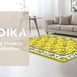 Ultra Soft Area Rug, Non Slip, Stain Resistant, Washable Area Rugs for Living Room, Bedroom, Joyful Floral Scallop Accent(Yellow)