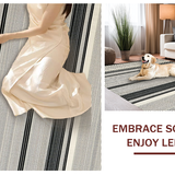 Ultra Soft Area Rug, Non Slip, Stain Resistant, Washable Area Rugs for Living Room, Bedroom, Elegant Earthy Toned Linear Motif(Gray)