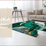 Ultra Soft Area Rug, Non Slip, Stain Resistant, Washable Area Rugs for Living Room, Bedroom, Luxe Gold Marble Aesthetic Fusion(Green)