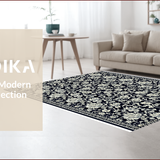 Ultra Soft Area Rug, Non Slip, Stain Resistant, Washable Area Rugs for Living Room, Bedroom, Reversible Plastic Straw(Black)