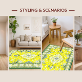Ultra Soft Area Rug, Non Slip, Stain Resistant, Washable Area Rugs for Living Room, Bedroom, Playful Soft Toned Medallion Style(Yellow)