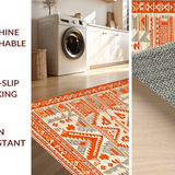 Ultra Soft Area Rug, Non Slip, Stain Resistant, Washable Area Rugs for Living Room, Bedroom, Artistic Southwestern Textured Design(Orange)