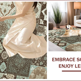 Ultra Soft Area Rug, Non Slip, Stain Resistant, Washable Area Rugs for Living Room, Bedroom, Boho Floral Patchwork Living Room Non Slip Rug(Brown)