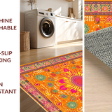 Ultra Soft Area Rug, Non Slip, Stain Resistant, Washable Area Rugs for Living Room, Bedroom, Artful Fluffy Geometric Accents(Orange)