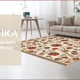 Ultra Soft Area Rug, Non Slip, Stain Resistant, Washable Area Rugs for Living Room, Bedroom, Light Brown Vintage Floral Dining Room(Beige)